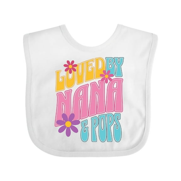 Inktastic Nana and Pops Love Me Retro Flowered Girls Baby Bib