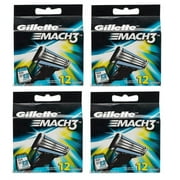 Gillette Mach3 Refill Cartridges, 12 Ct. (Pack of 4)