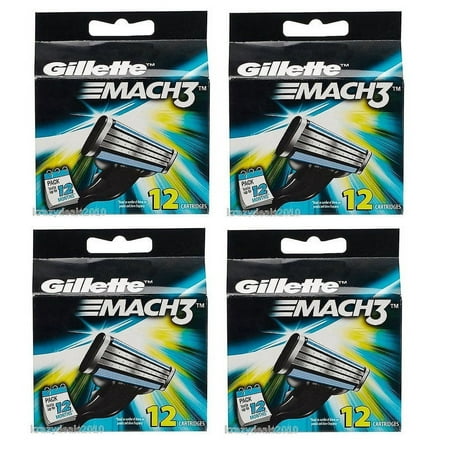 Gillette Mach3 Refill Cartridges, 12 Ct. (Pack of 4)