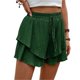 thumbnail image 1 of Pantalones cortos fluidos for mujer, falda pantalón estilo bohemio con volantes y mariposas, cintura alta, tela texturizada, doble capa, Color sólido, informal, 1 of 7
