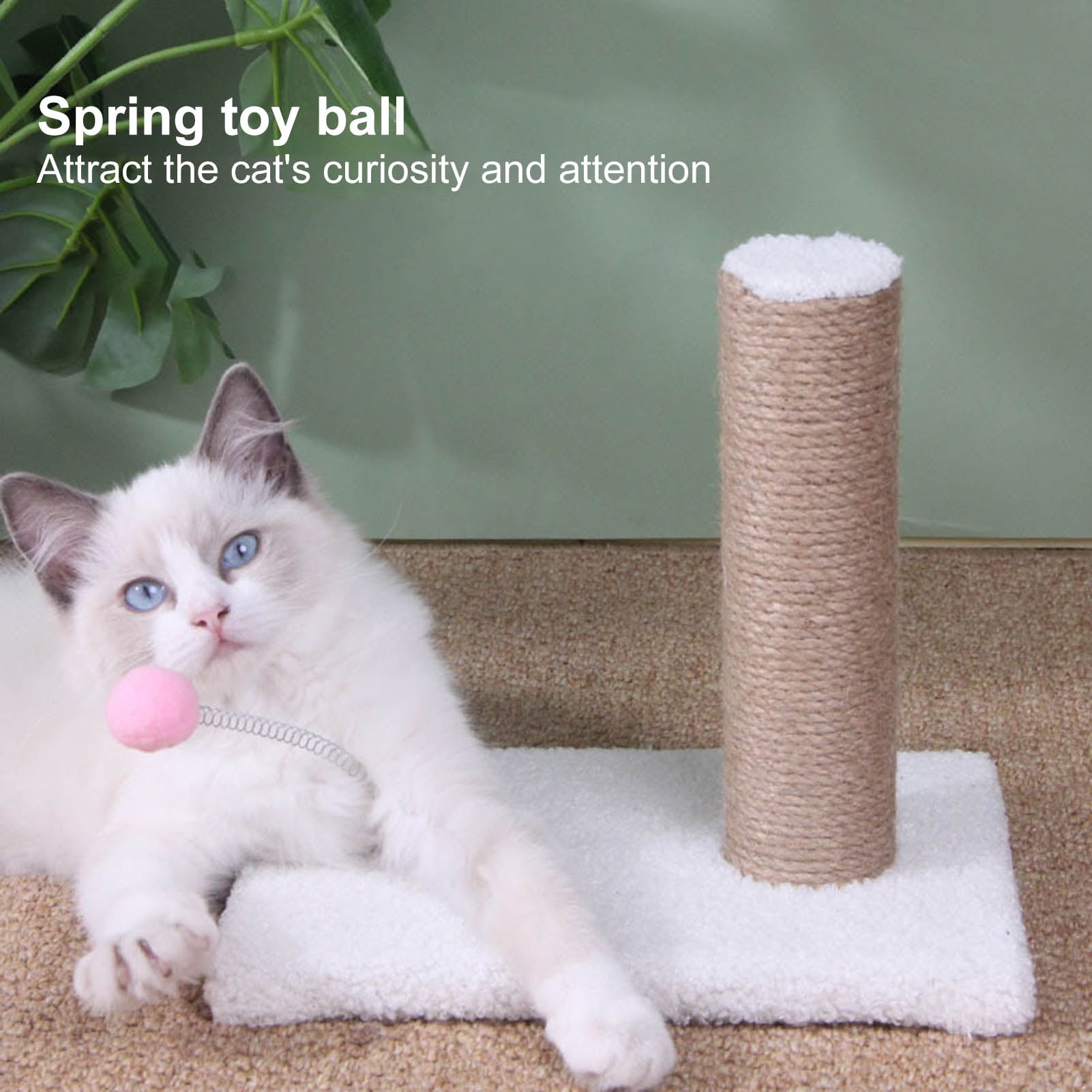 DOPI Compact Cats Climbing Post Scratch-resistant Plush Cute Shape Spring Ball Scratching Post for Home