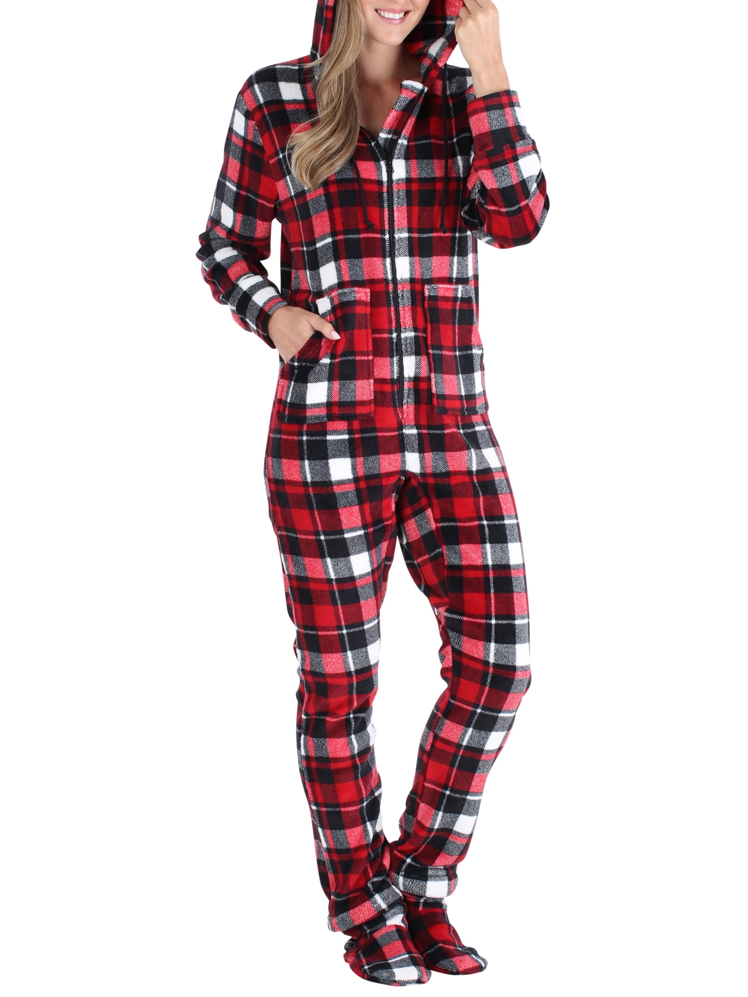 SleepytimePjs SleepytimePJs Women's Fleece Hooded Footed Onesie