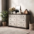 thumbnail image 7 of BELLEZE 31" Drawer Dresser Chest with 6 Drawers, Rustic Wooden Bedside Storage Cabinet Farmhouse Clothes Organizer for Bedroom or Living Room, Antique White, 7 of 7