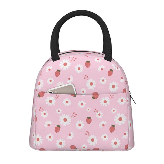 Disketp Hand Drawn Strawberry Bolsa Térmica para Almuerzo, Lonchera con Abertura Amplia y Gran Capacidad, Organizador Reutilizable para Mujeres, Hombres y Adultos