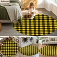 thumbnail image 6 of Round Rugs 3 Ft, Black Yellow Plaid Non Slip Area Rugs for Kitchen Bedroom Entryway, Retro Country Buffalo Check Gingham Washable Carpet Runner Rug Floor Mats for Bedroom Home Decor, 6 of 9