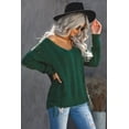 thumbnail image 3 of ABPHQTO Suéter de mujer con cordones en punto trenzado Love Letters verde, 3 of 5