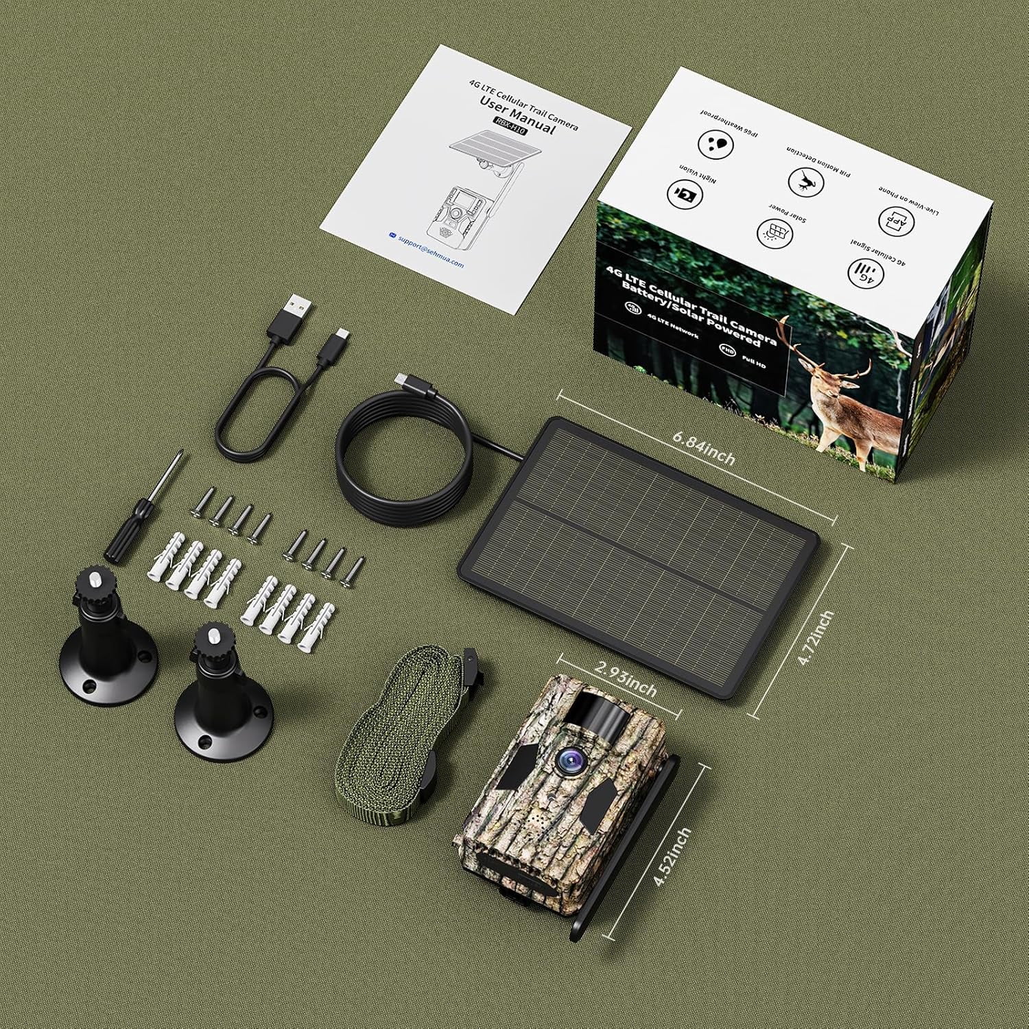 SEHMUA 3rd Cellular Trail Cameras with 48MP Photo 2K Live Streaming, 4G LTE Unlimited Data Plan Built-in SIM Card, 4W Solar Powered Game/Deer Cam No Glow Flash with Motion Activated -Camouflage
