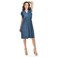 thumbnail image 5 of Vestido manga con volantes Roman Fashion /Juvenil, 8867-SO (Azul petroleo) azul petroleo G, 5 of 5