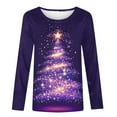 thumbnail image 5 of Craaazy Women's Casual Christmas Print Round Neck Long Sleeve T-Shirt Loose Santa Snowman Xmas Tree Top Gifts, 5 of 5