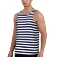 thumbnail image 2 of Balery Navy Blue And White Stripes Pattern Men's Workout Tank Top Gym Muscle Tee Fitness Bodybuilding Sleeveless T Shirt Quick Dry Fit Muscle Tank Top Slim-Fit Tank-, 2 of 7