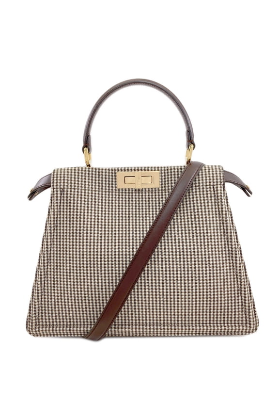 Pre-Owned Fendi Peekaboo I.U Medium Check Pattern 2-Way Handbag Canvas Women's FENDI