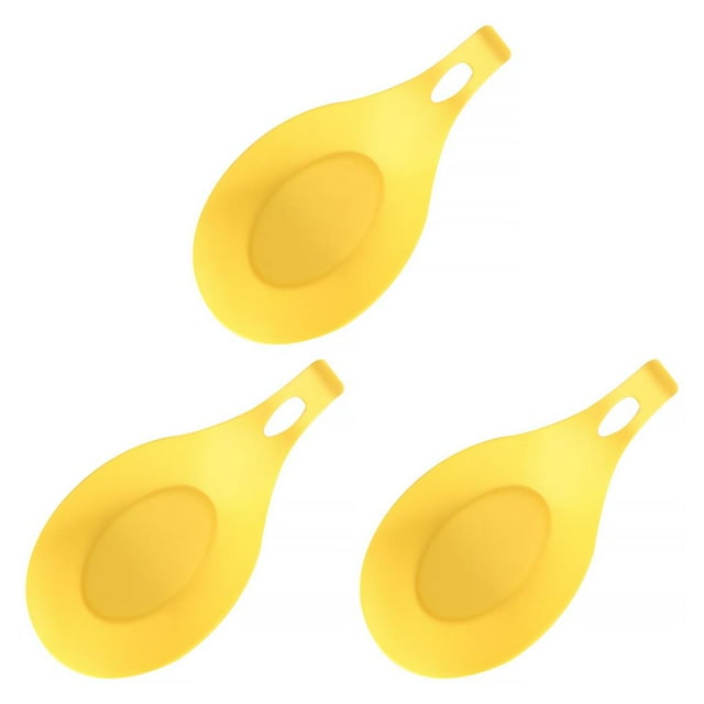 QualitChoice Silicone Cuillère Repos Résistant à la Chaleur Sachet de Thé Bien Rangé Plat de Cuisson Maison Jaune 3Set