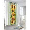 thumbnail image 3 of Watercolor Sunflower Shower Curtain, Summer Sage Green Striped Bathroom Decor Curtains Set with Hooks, Waterproof Fabric Home Accessories， Stall 48 X 72 Inch, 3 of 6