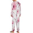 thumbnail image 6 of Pink Floral Seamless Pattern Unisex Adult Onesie Pajamas with Pockets for Women Men Hooded Loungewear, 6 of 8