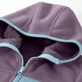 thumbnail image 7 of Kids Fall Winter Jackets Hooded Front Zip Print Patchwork Fleece Liner Outwear Thermal Casual Coat With Pockets (14 Years, Purple), 7 of 7