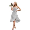 thumbnail image 1 of Vestido de dama de honor OEUVIGF talla grande plateado con cuello vuelto corto, 1 of 7