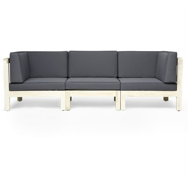 Noble House Brava Canapé en Bois Modulaire Extérieur avec Coussins Patinés/gris Foncé