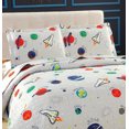 thumbnail image 5 of Smuge Kid's Galaxy Outer Space Bedspread Coverlet Set with Pillowcases,Planet Rocket Printed Quilt Set for Children Lightweight Bedding Set(Twin,Gray), 5 of 9
