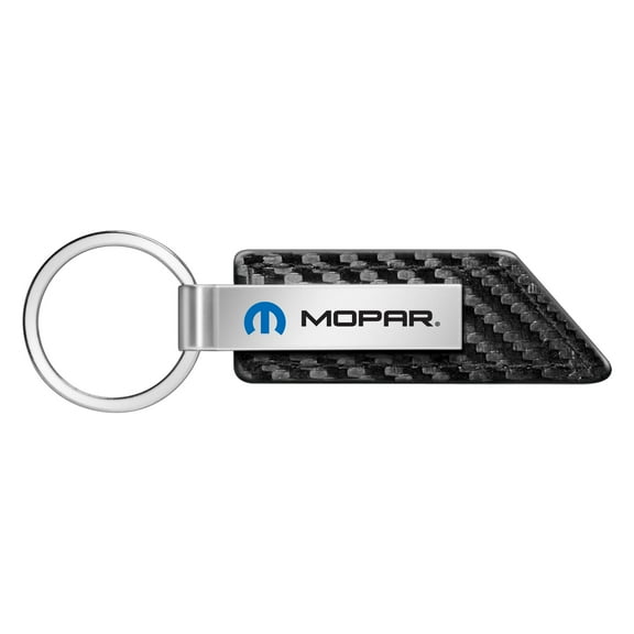 Mopar Carbon Fiber Texture Black Leather Strap Key Chain