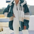 thumbnail image 2 of Dezsed Women Oversized Sherpa Jackets Fuzzy Fleece Zip Up Outerwear Coat Clearance Fashion Woman Long Sleeve Open Front Loose Outerwear Patchwork Blouse Coat Tops Pockets Blouse Blue XL, 2 of 5