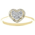 thumbnail image 2 of 10K Yellow Gold Diamond Heart Halo Tiered Promise Love Right Hand Ring 0.25 Ct., 2 of 5