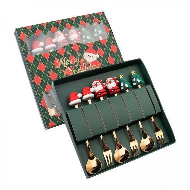 2x6x Kits De Cubiertos De Navidad Cucharas De Navidad Juego De Tenedores Para Fiesta Boda Restaurante Estilo D