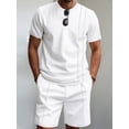 thumbnail image 4 of Men'S 2 Piece Outfits Short Sleeve Casual Shirt and Shorts Sets White XL, 4 of 7
