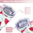 thumbnail image 5 of 40oz Cute Watermelon Pattern Stainless Steel Flip Straw Tumbler Spill Proof Travel Cup Double Wall Vacuum Insulated Coffee Mug with Top Handle, 5 of 6