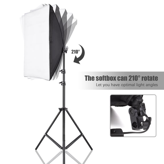 Kit Andoer Studio Photography Softbox Kit with 50x70cm Softbox x 2 + 2M Metal Tripod Stand x 2 for Live Streaming Portrait Product Photo Video