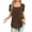 Brown2, variant on fatyb Women's Square Neck Blouses Short Sleeve Pleated Casual T Shirts Solid Color Flowy Tunic Tops
