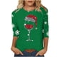thumbnail image 1 of Navidad Mujeres Tops, Manga 3/4 Cuello Redondo Suéter con Impresión de Vacaciones, Camiseta de Manga Larga, 1 of 7