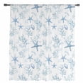 thumbnail image 2 of Coastal Coral Semi Sheer Curtains Drapes for Living Room, Bedroom, French Doors Window 72 Inches Long, Ocean Starfish Blue Conch Summer Sea Rod Pocket Chiffon Curtain Drapery Voile Draperies Panel, 2 of 6