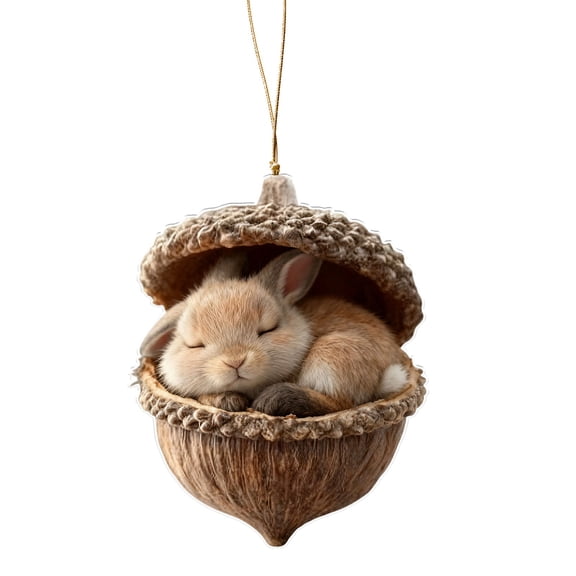 PPKVUFD 1PCS Forest Animal Acorn Ornaments – Cozy Forest Woodland Christmas Ornaments for Christmas Tree – Pine Cone Animal Decor, 2D Flat Acrylic Hanging Ornament for Home Decor(01-B)