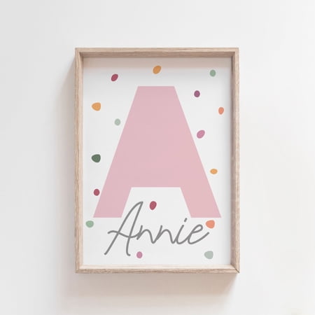 Blush Initial Girls Name Print for Girls Bedroom Decor