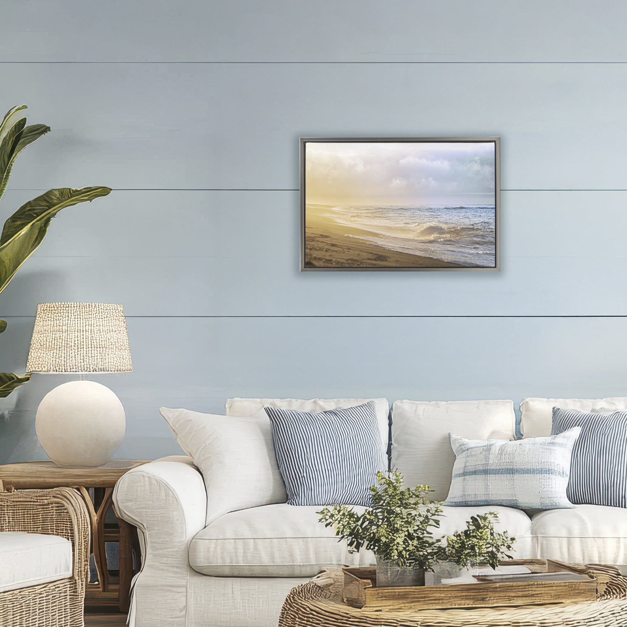 Stupell Industries Gentle Seaside Breeze Gray Framed Floater Canvas Wall Art, design by Marcus Prime