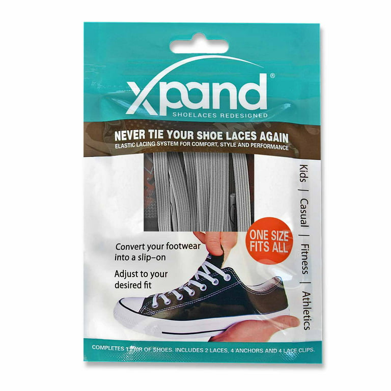Xpand No Tie Shoelaces System with Elastic Laces - One Size Fits All Adult  and Kids Shoes (Pack of 2)