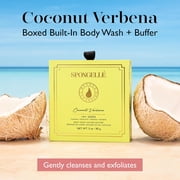 SPONGELLÉ Flower Shower Body Wash Infused Buffer Soap Sponge Body Scrubber, Coconut Verbena, 3 oz