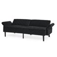 thumbnail image 5 of 87" Futon Couch Sofa Bed,Velvet Convertible Folding Futon Sofa, Oversized Loveseat, Modern Sofa Couch with Adjustable Armrests Backrests,Comfy Memory Foam for Living Room,Apartment,Dorm, Black, 5 of 9