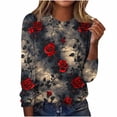 thumbnail image 4 of jjayotai Plus Size Womens Long Sleeve Shirts Round Neck Floral Printed Basic Tees Classic Fitted Tunic Tops Casual Fashion Dressy Clothes, 4 of 6