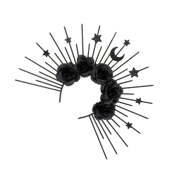 Yokua Spiked Tiaras Crown Hairhoop Halloween Props Flower Hairband for Formal Party