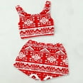 thumbnail image 2 of Cute Pajama Set – Womens Summer Maternity Sleepwear Ladies' Christmas Reindeer Snowflake Casual Two Piece Set Solid Color Vest Short Top Shorts Home Clothes Pajama Set, 2 of 3