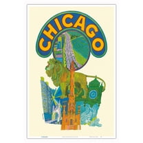 Chicago - Vintage Travel Poster by David Klein c.1955 - Master Art Print (Unframed) 12in x 18in