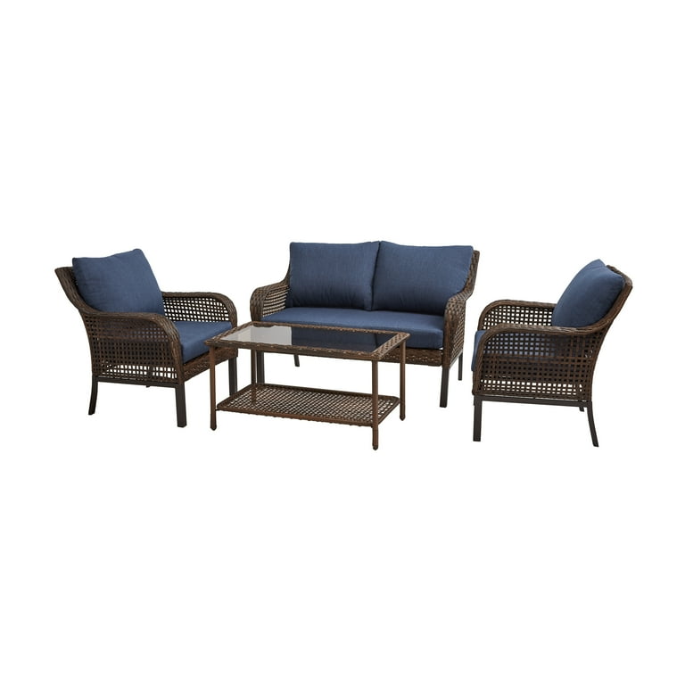 Mainstays Tuscany Ridge Outdoor 4 Piece Wicker Conversation Set