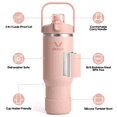 thumbnail image 3 of GEDUX 40oz Insulated Water Bottle with Straw, Stainless Steel Water Bottle with 2-in-1 Leakproof Lid (Straw & Auto Spout), Keeps Cold 24H Hot 12H, Leak Proof Water Bottle for Sports Travel, 3 of 6