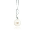 thumbnail image 2 of ANGARA Freshwater Cultured Pearl Pendant with Flame Motif in 14K White Gold for Women | June Birthstone, Birthday, Anniversary, Jewelry Gift for Women | Pearl Necklace, 2 of 5