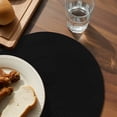 thumbnail image 3 of Black Round 15 Inch Placemats Set of 6, Solid Color Farmhouse Black HeatResistant Non Slip Place Mats for Dining Table, Wipeable Braided Kitchen Table Mats for Housewarming, 3 of 9
