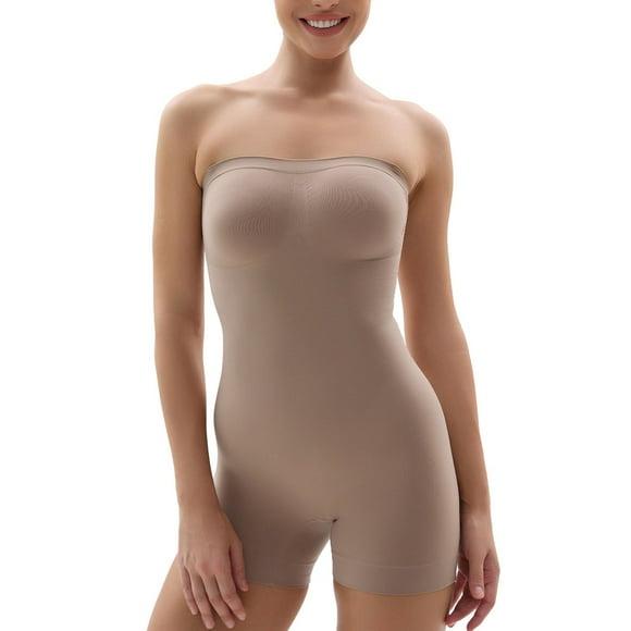 Pxiakgy pants for women Strapless Shortie Bodysuit for Women Shapewear Seamless Body Shaper with Removable Straps women's pants work pants women Beige + M