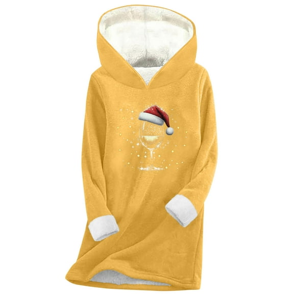 Christmas Pajamas Womens Sherpa Lined Hoodies Xmas Graphic Pjs Merry Christmas Fashion Letter Print Hooded Sweatshirts Soft Cozy Loungewear Top