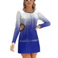 thumbnail image 1 of Blue Ink Ombre Pattern Sweet Elegant Dress Women Korean Kawaii Square Collar Dress Abstract Pattern Graphite Chalk Charcoal, 1 of 5