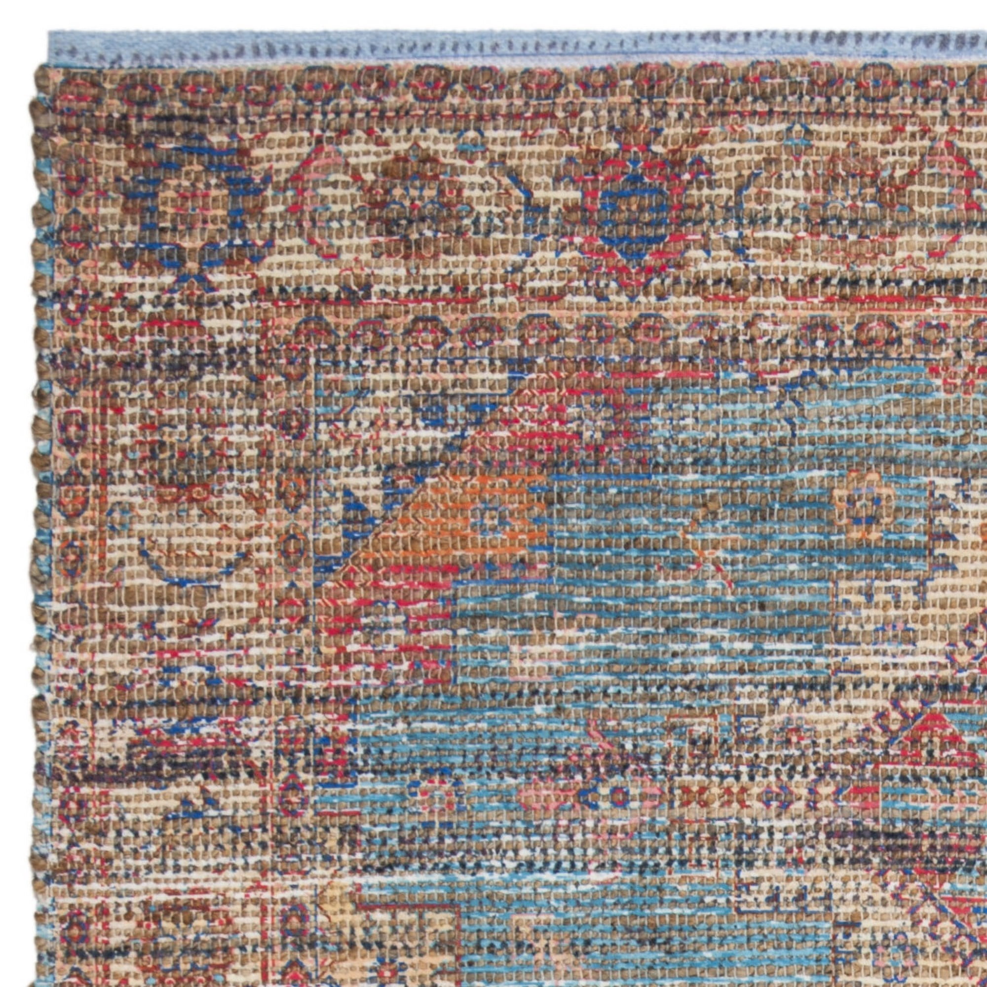 SAFAVIEH Saffron Lucius Floral Bordered Cotton Area Rug, Rust/Blue, 4' x 6'